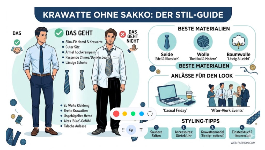 Infografik Krawatte ohne Sakko